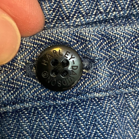 EUC VINTAGE HARLEY-DAVIDSON DENIM BUTTON DOWN SHIRT - Picture 10 of 13